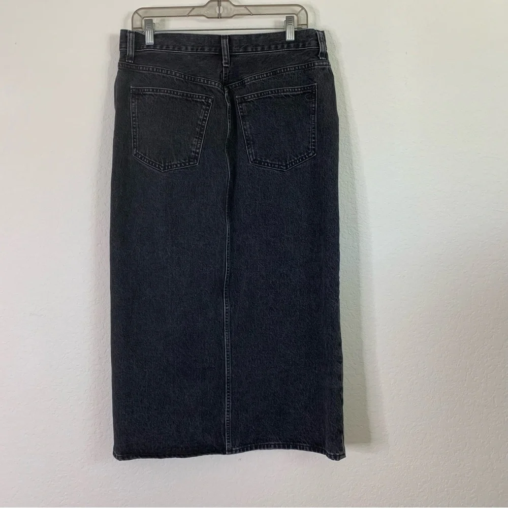 Madewell Denim Mid-Rise Maxi Skirt in Lunar Wash black 28